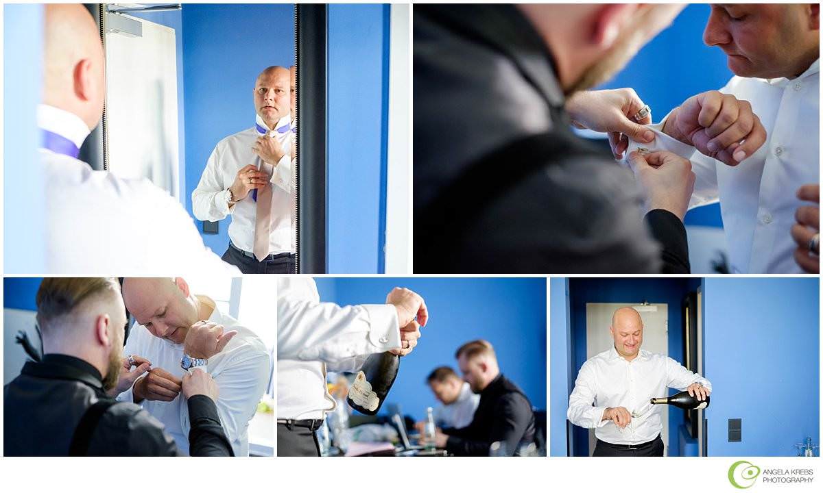 Ankleidung Bräutigam  - Hochzeitsfotograf Bonn